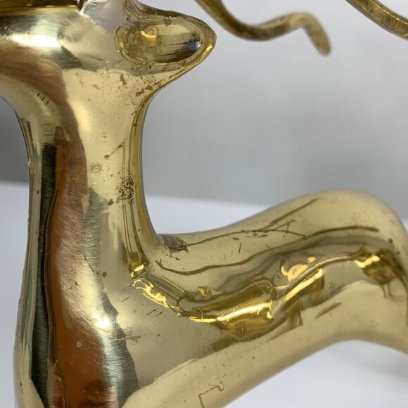 Vintage Brass Reindeer Elk Deer Candle Holders Set Of 2 Elegant Holiday Decor - Picture 3 of 12